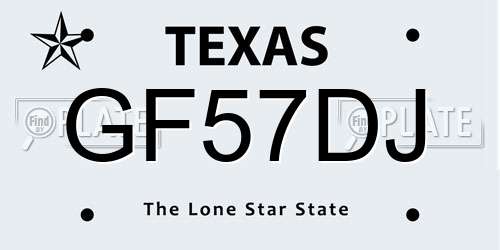 GF57DJ Texas License Plate