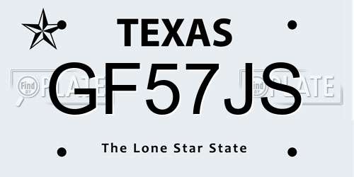 GF57JS Texas License Plate