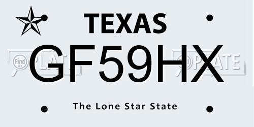 GF59HX Texas License Plate