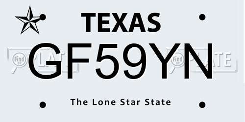 GF59YN Texas License Plate