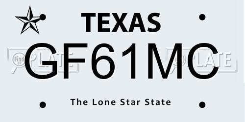 GF61MC Texas License Plate