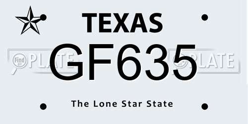 GF635 Texas License Plate