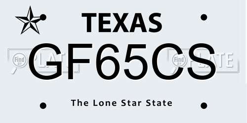 GF65CS Texas License Plate