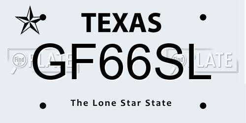 GF66SL Texas License Plate