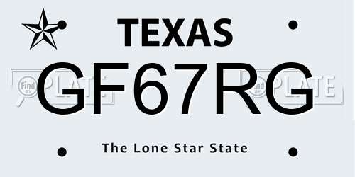 GF67RG Texas License Plate