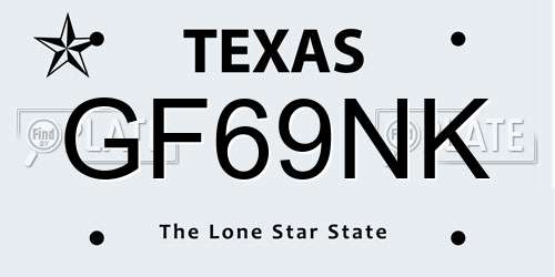 GF69NK Texas License Plate