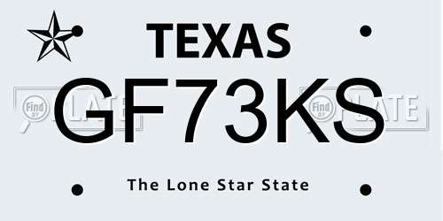 GF73KS Texas License Plate