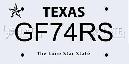 GF74RS Texas License Plate