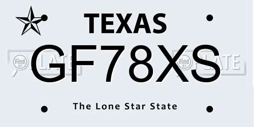 GF78XS Texas License Plate