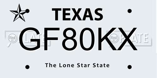 GF80KX Texas License Plate