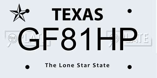 GF81HP Texas License Plate