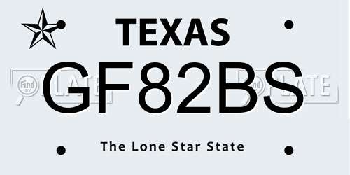 GF82BS Texas License Plate