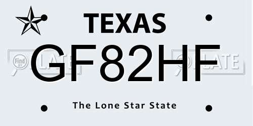 GF82HF Texas License Plate
