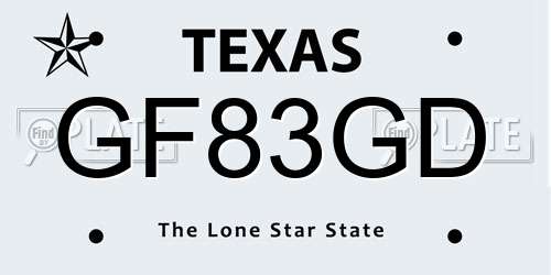 GF83GD Texas License Plate
