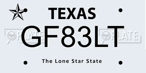 GF83LT Texas License Plate
