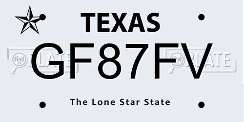 GF87FV Texas License Plate