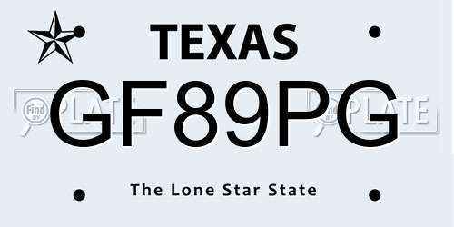 GF89PG Texas License Plate