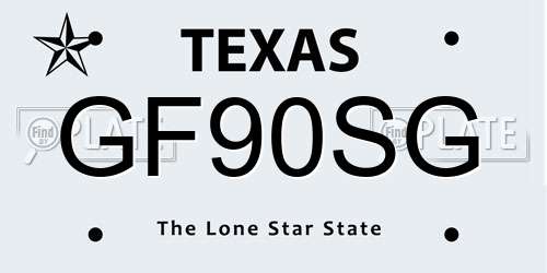 GF90SG Texas License Plate