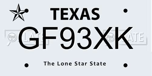 GF93XK Texas License Plate