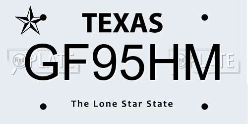 GF95HM Texas License Plate
