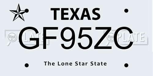 GF95ZC Texas License Plate