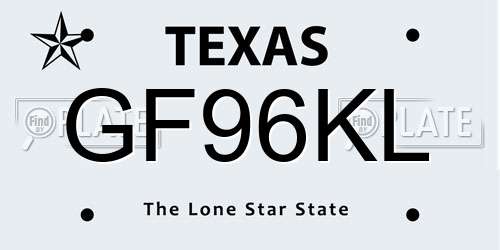 GF96KL Texas License Plate