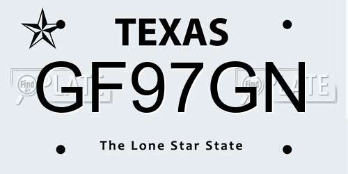 GF97GN Texas License Plate