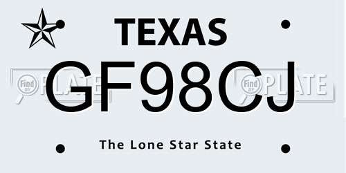GF98CJ Texas License Plate