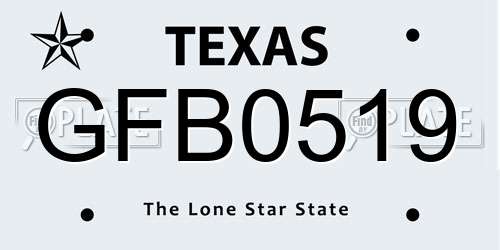 GFB0519 Texas License Plate