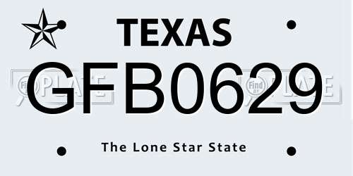 GFB0629 Texas License Plate