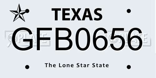GFB0656 Texas License Plate