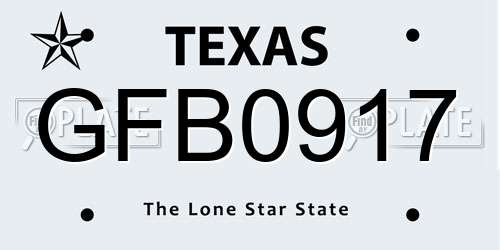 GFB0917 Texas License Plate