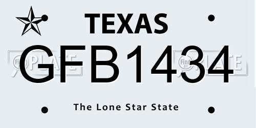 GFB1434 Texas License Plate