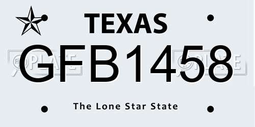 GFB1458 Texas License Plate