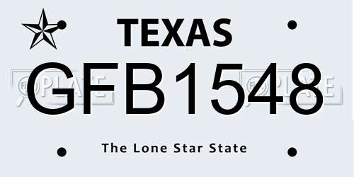 GFB1548 Texas License Plate