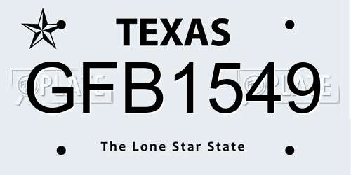 GFB1549 Texas License Plate