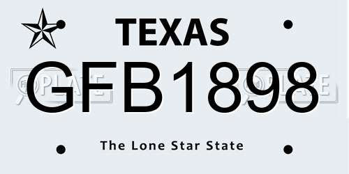 GFB1898 Texas License Plate