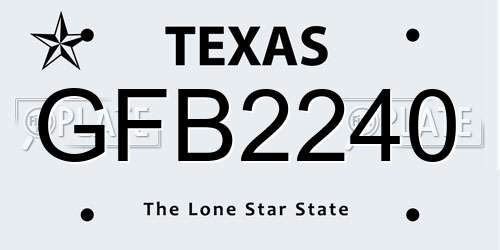 GFB2240 Texas License Plate