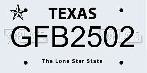 GFB2502 Texas License Plate