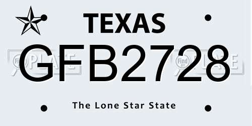 GFB2728 Texas License Plate