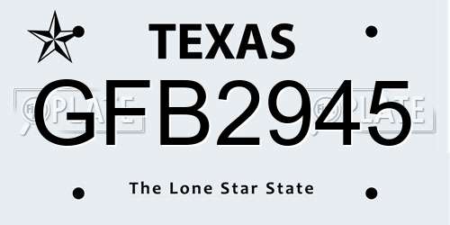 GFB2945 Texas License Plate