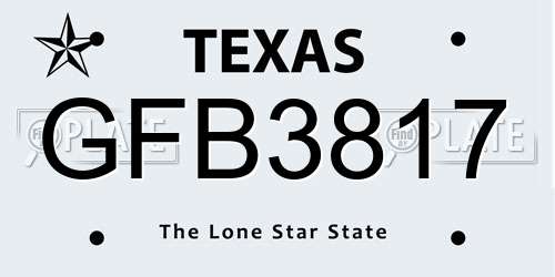 GFB3817 Texas License Plate