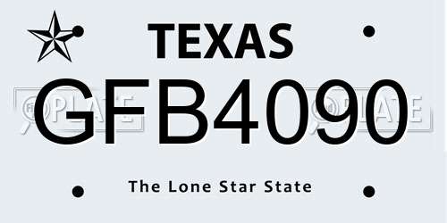 GFB4090 Texas License Plate