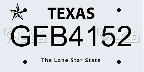 GFB4152 Texas License Plate