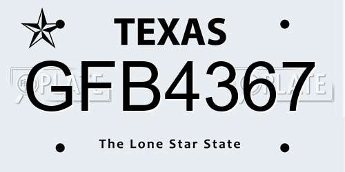 GFB4367 Texas License Plate