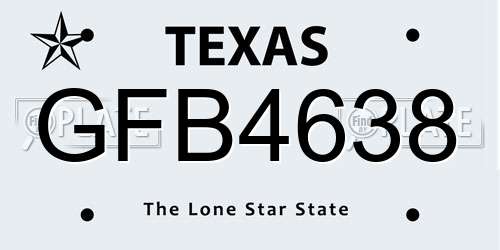 GFB4638 Texas License Plate
