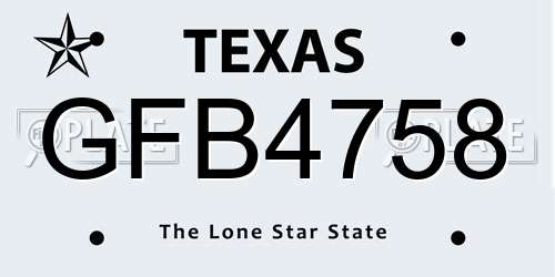 GFB4758 Texas License Plate