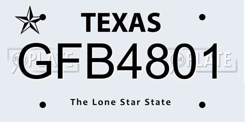 GFB4801 Texas License Plate