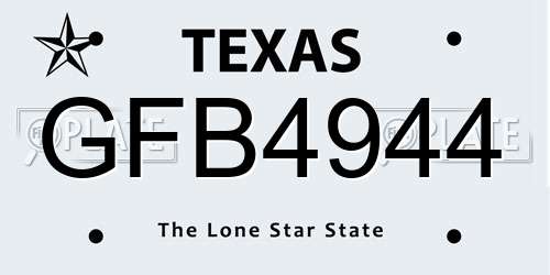 GFB4944 Texas License Plate