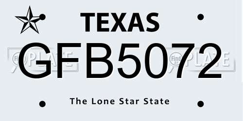 GFB5072 Texas License Plate